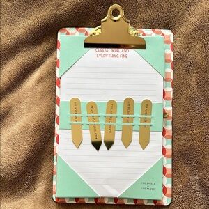 Gold and Mint Clipboard with Notepad